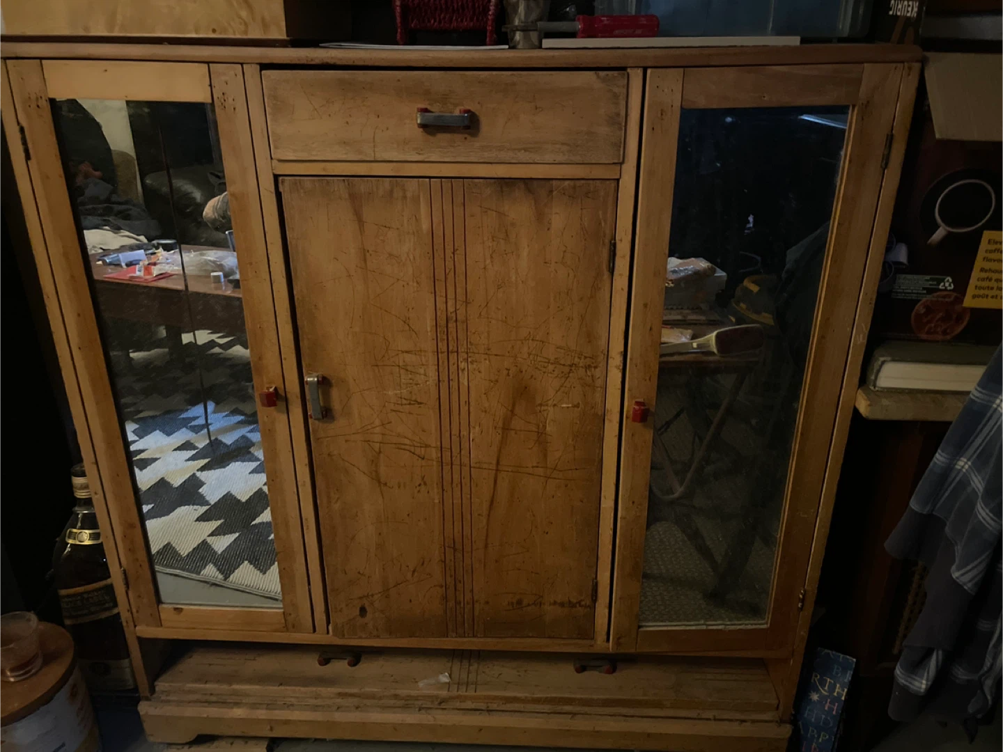 Wooden Cabinet with Mirrored Doors