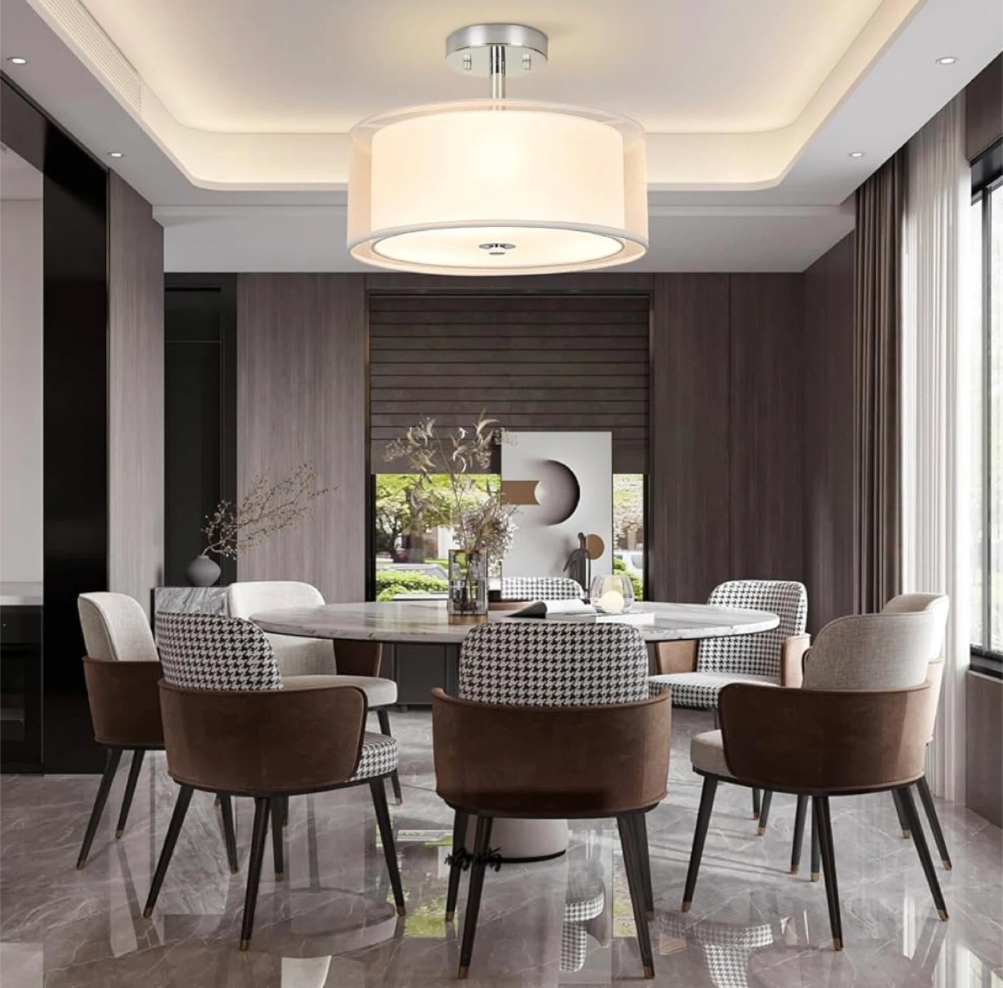 Drum Semi-Flush Mount Ceiling Light Fixture - photo 5