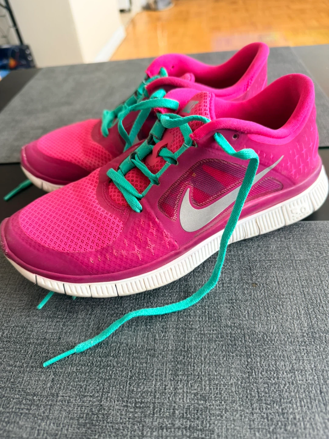 Nike Free Run 3.0 Women's Running Shoes Size 7 Pink Teal