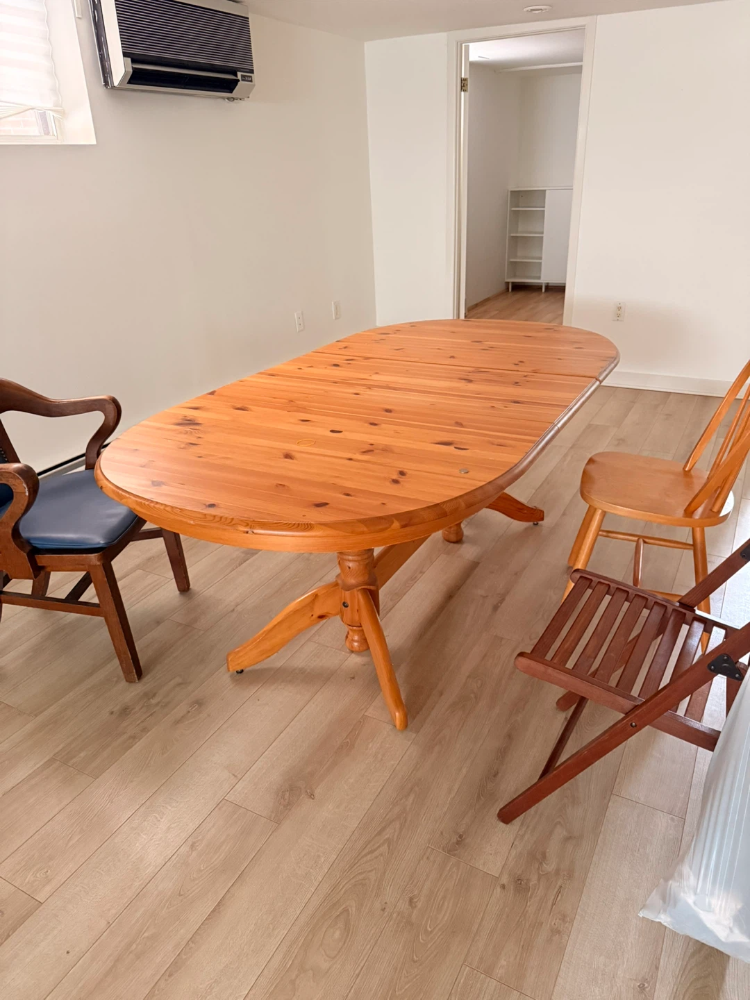 Extendable Wooden Dining Table with one chair