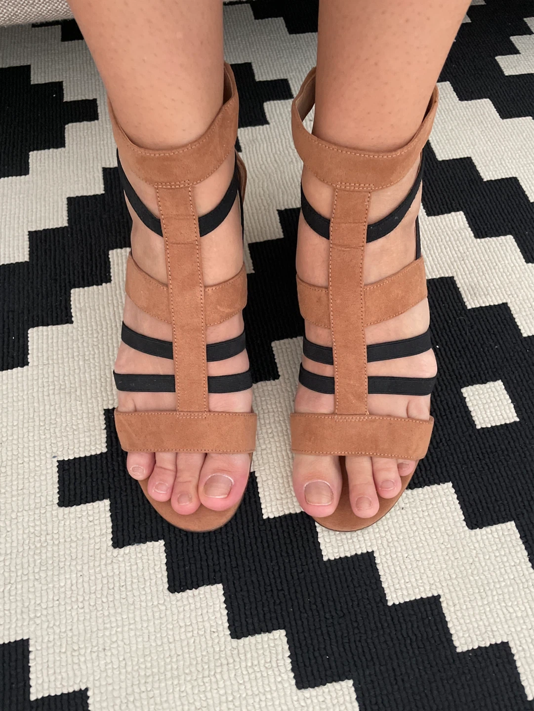 Nine West Suede Brown Strappy Block Heel Sandals