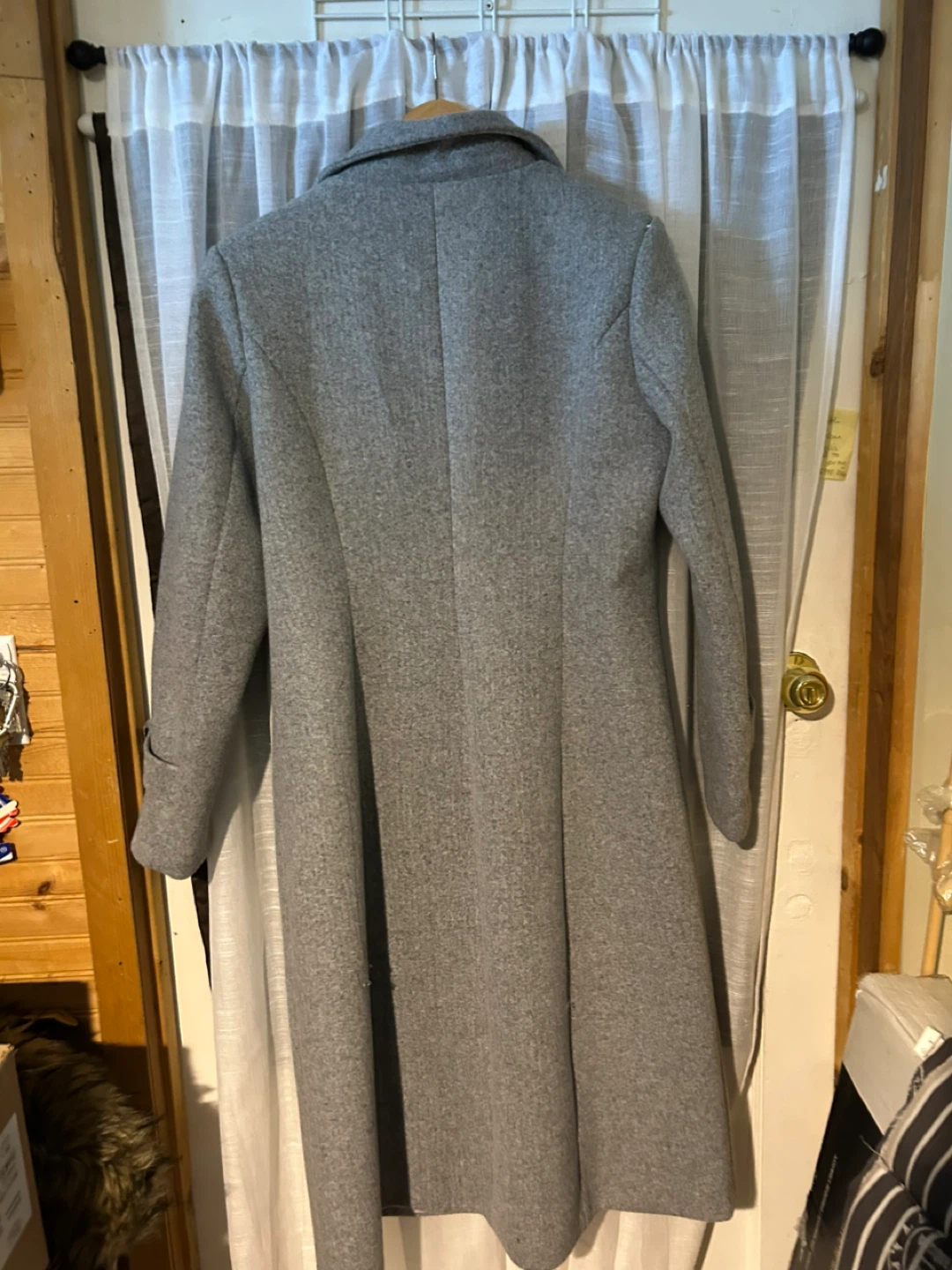 Women's Grey Double-Breasted Wool Blend Coat - photo 2