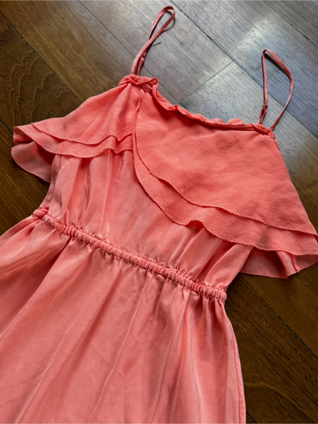 Wilfred 100% Silk Ruffle Dress - Peach - XSmall - photo 2