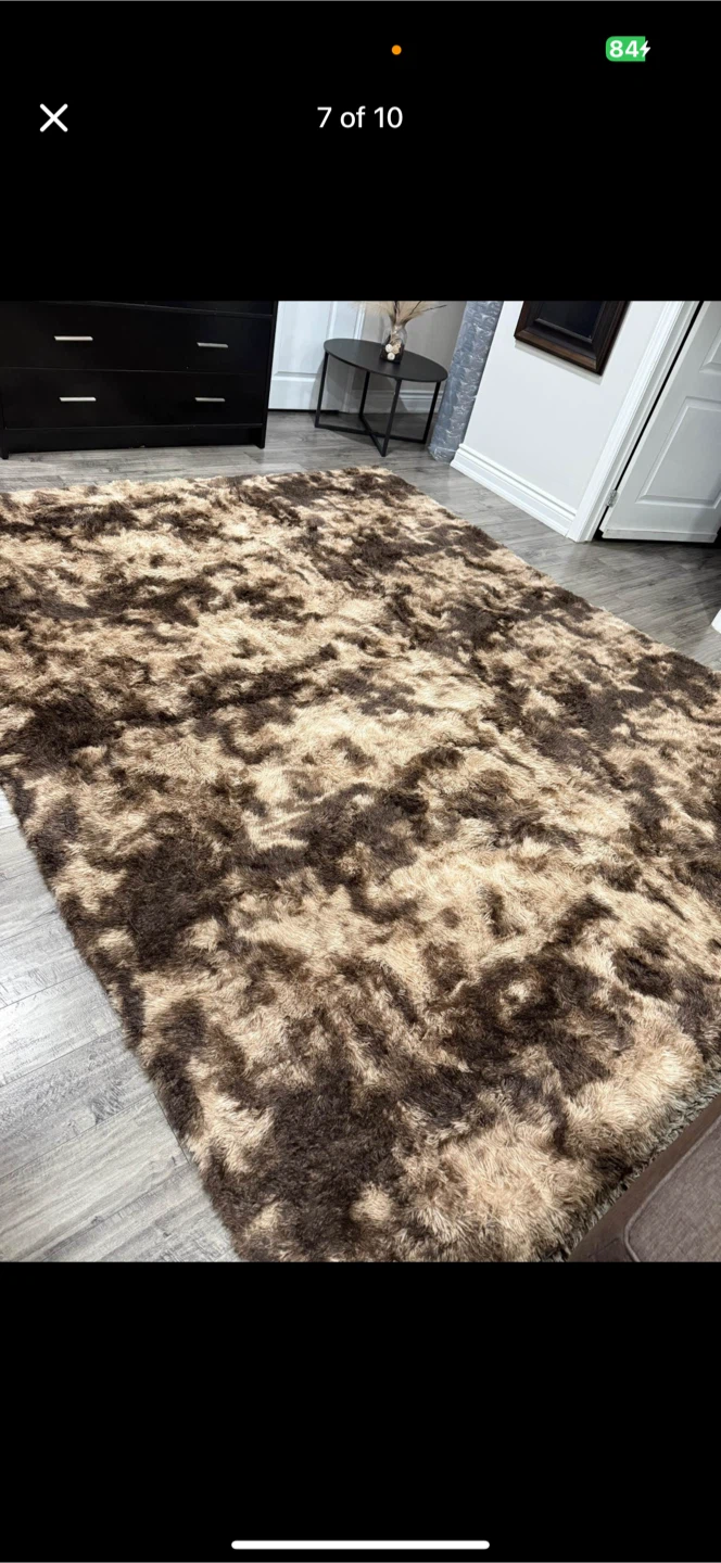 Fluffy Brown and Beige Area Rug