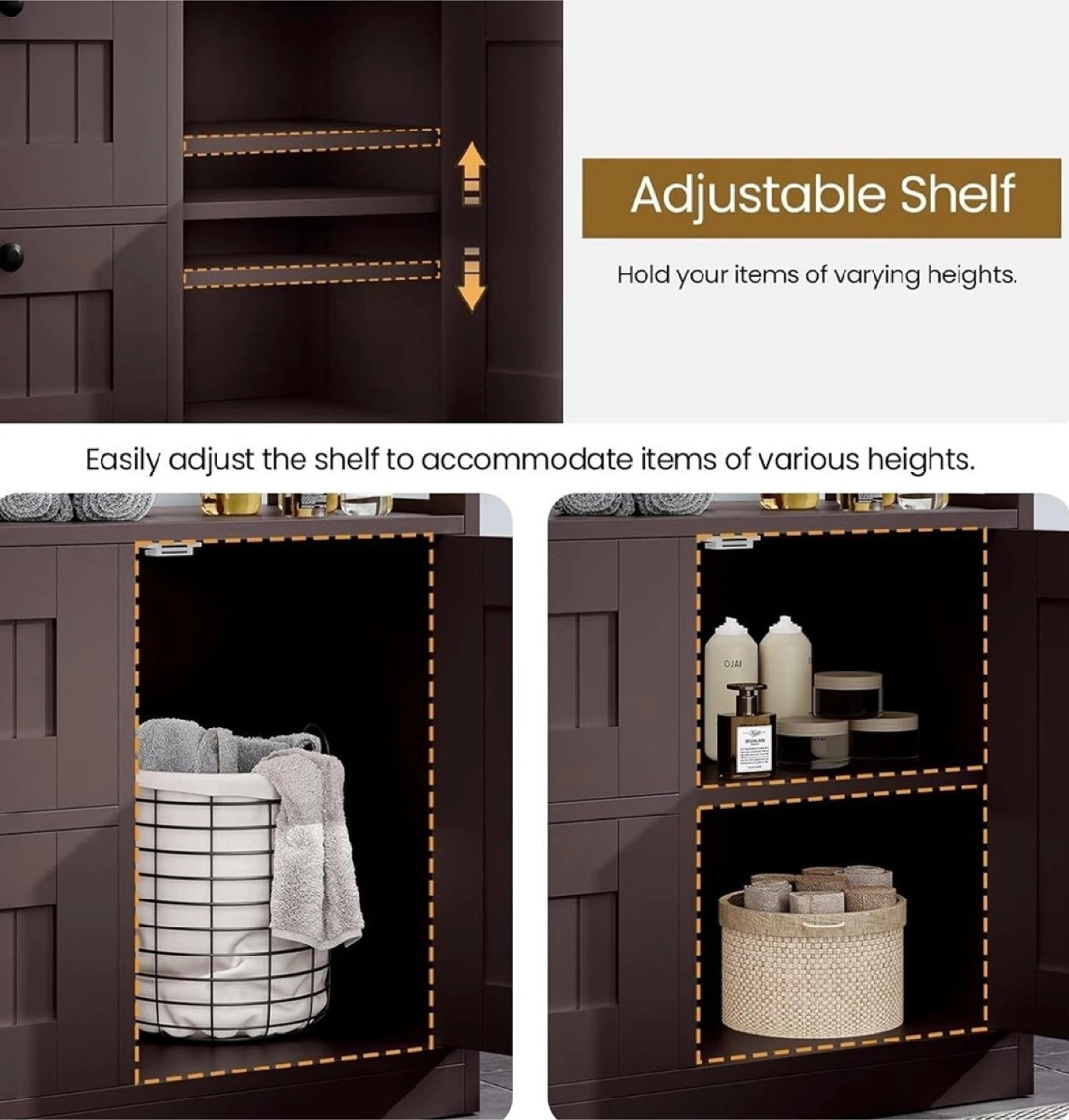 Dark Brown Storage Cabinet with Adjustable Shelves - photo 3