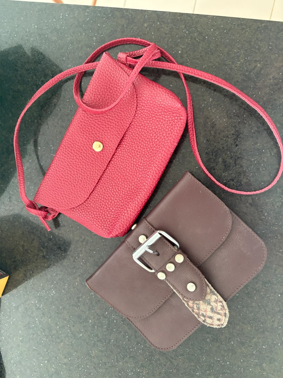 2 small Bags red and wine
