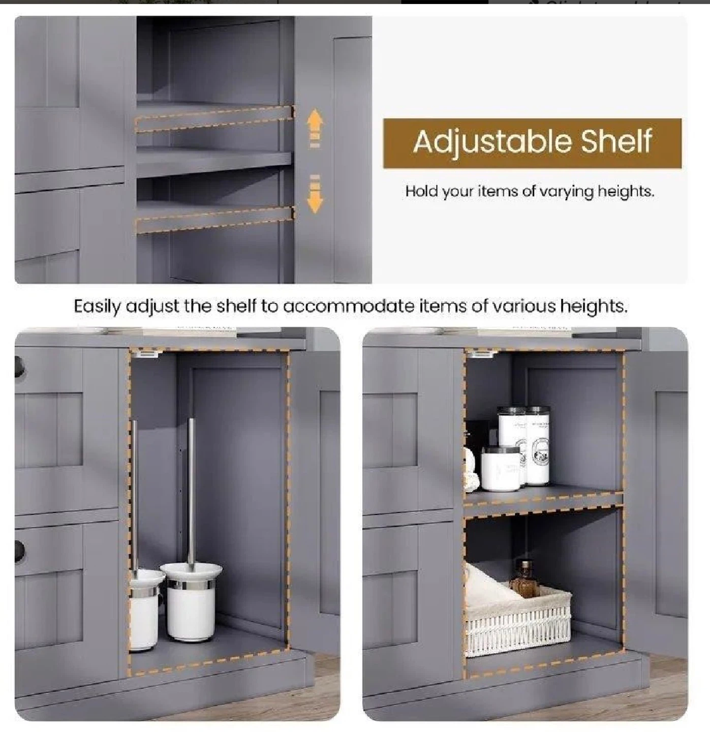 Grey Storage Cabinet with Adjustable Shelves - photo 3