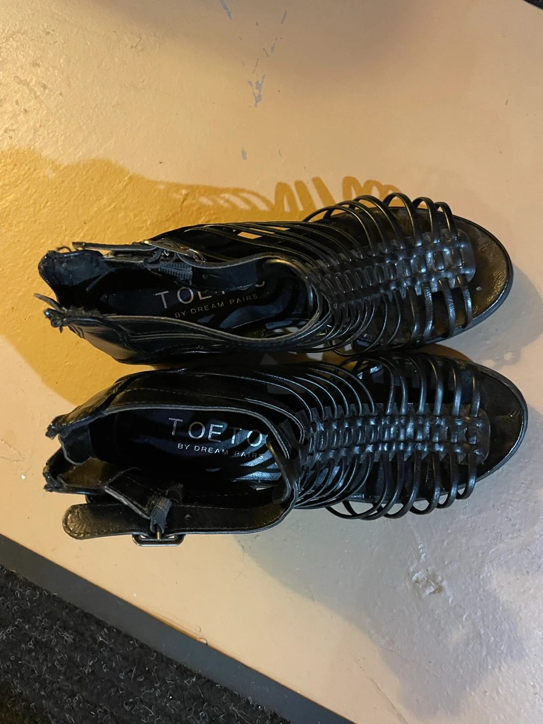 Toe-tally Strappy Black Gladiator Heels