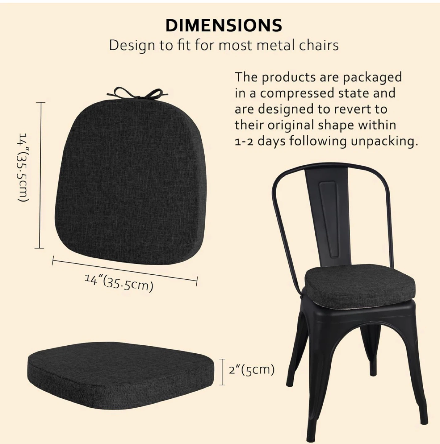 Set of 4 Dark Grey Chair Cushions - photo 2