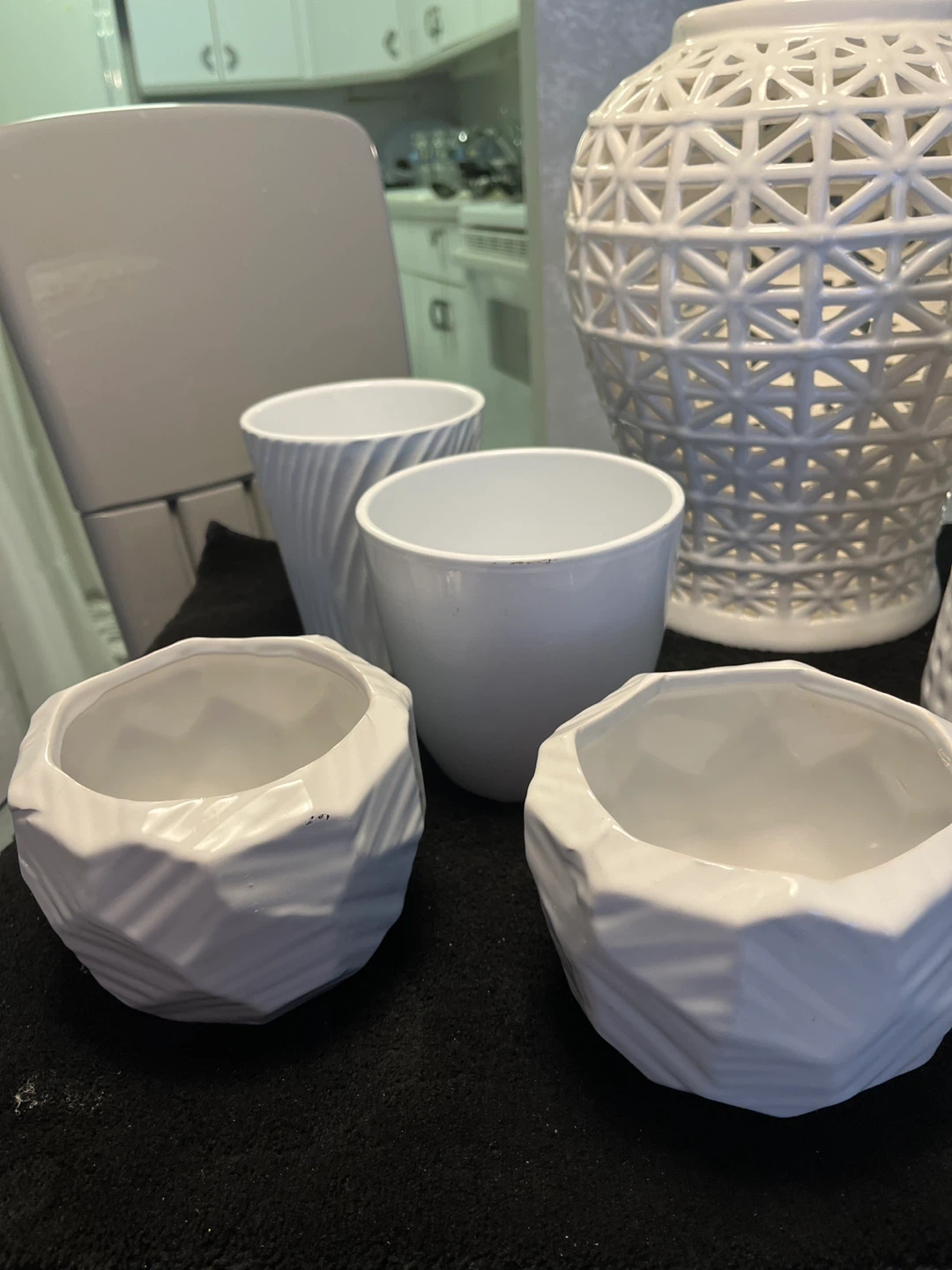 Set of White Ceramic Vases and Holders - photo 3