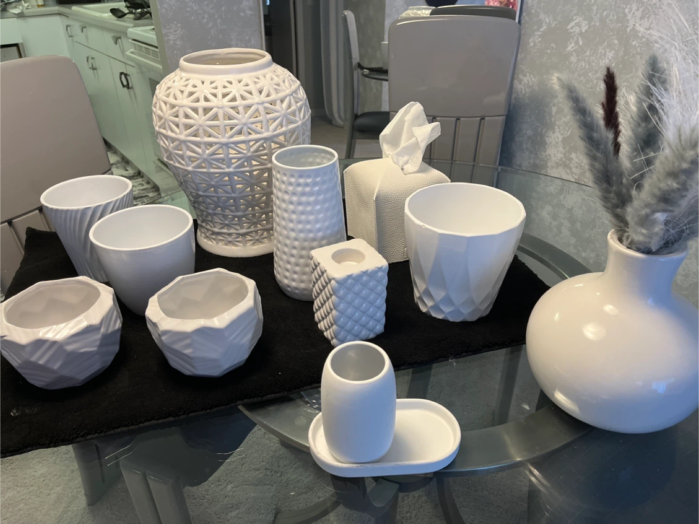 Set of White Ceramic Vases and Holders - photo 2