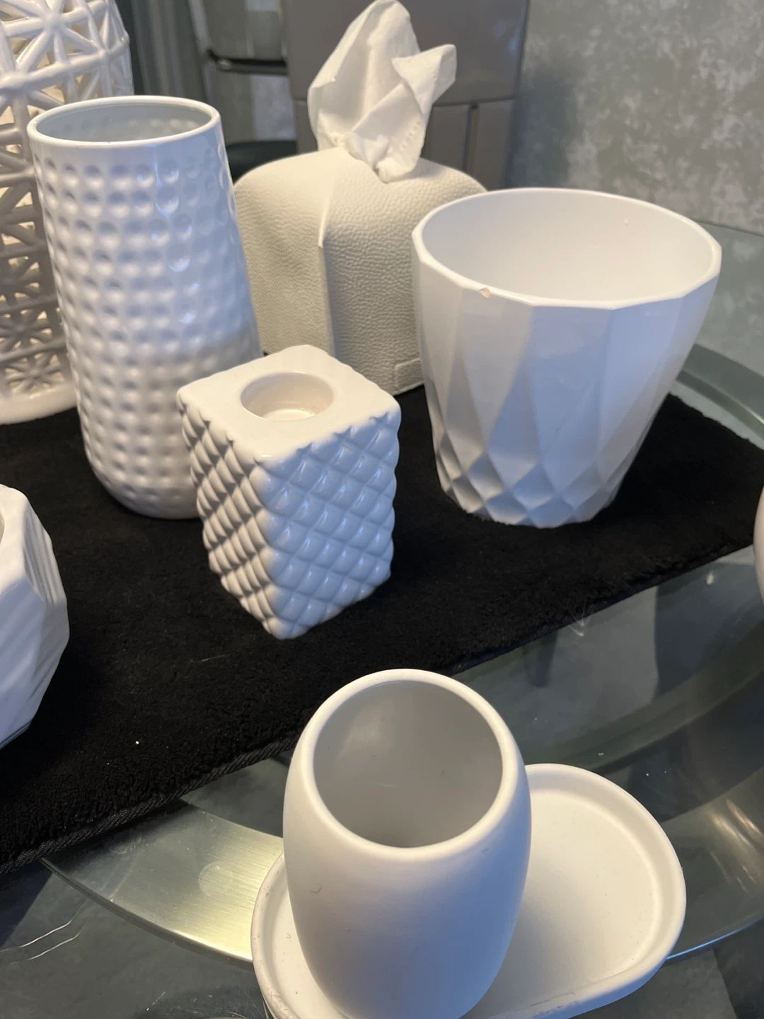 Set of White Ceramic Vases and Holders - photo 4