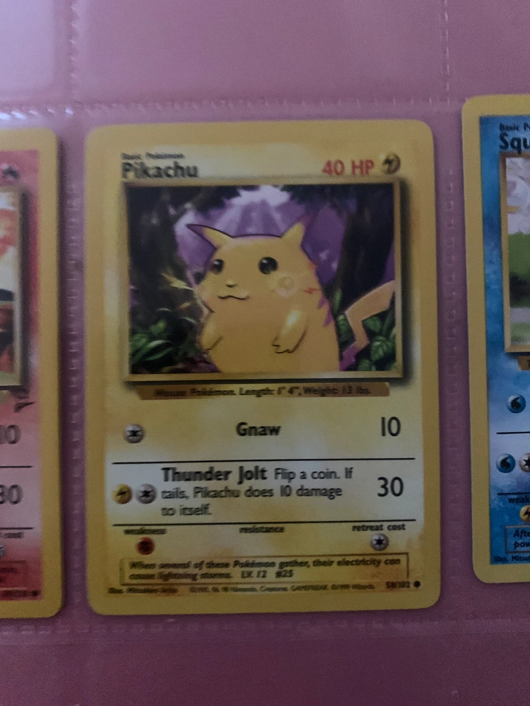 Pikachu Base Set Pokemon Yellow Cheeks Card 40 HP