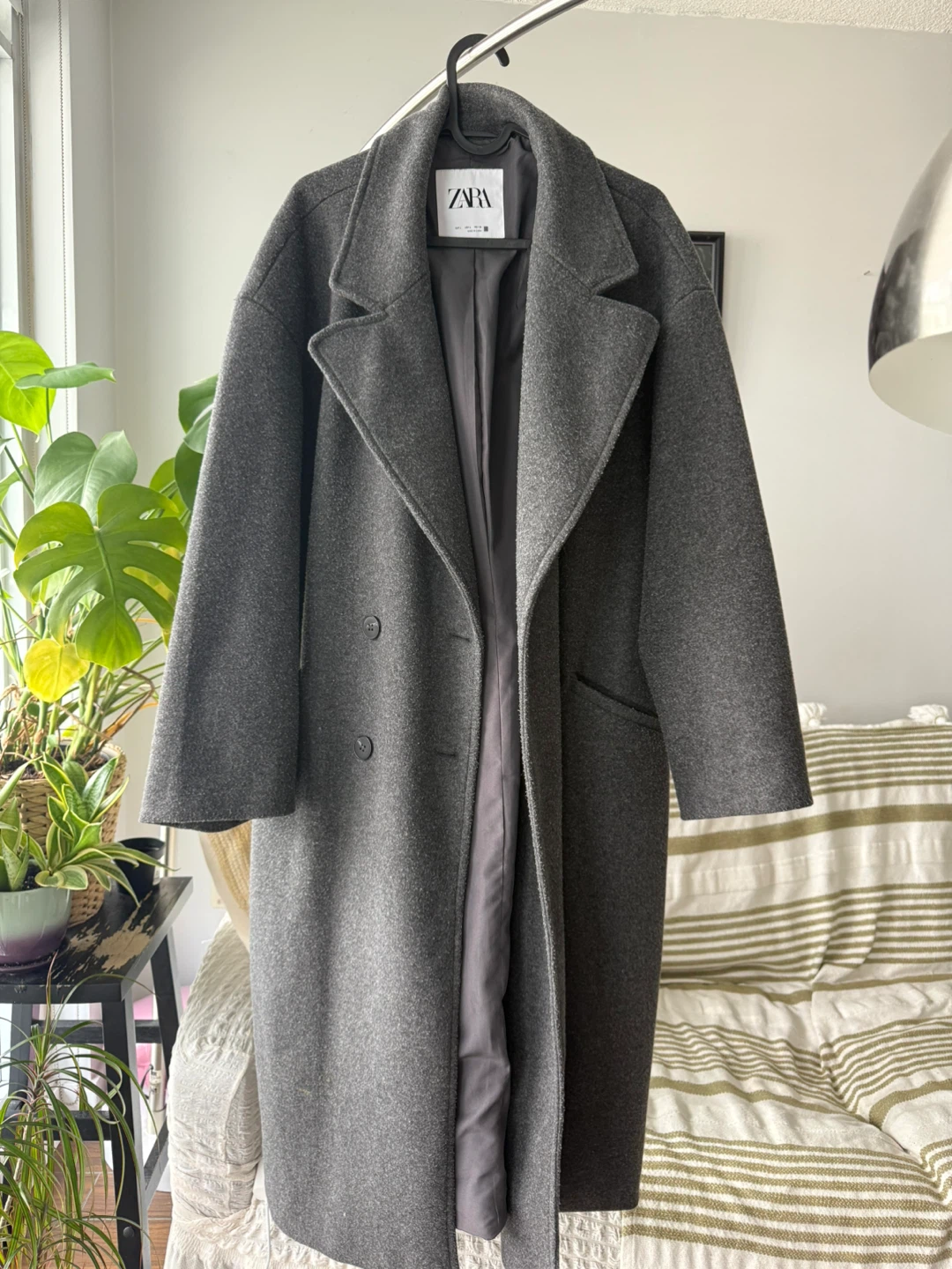 Zara Wool Blend Coat Grey
