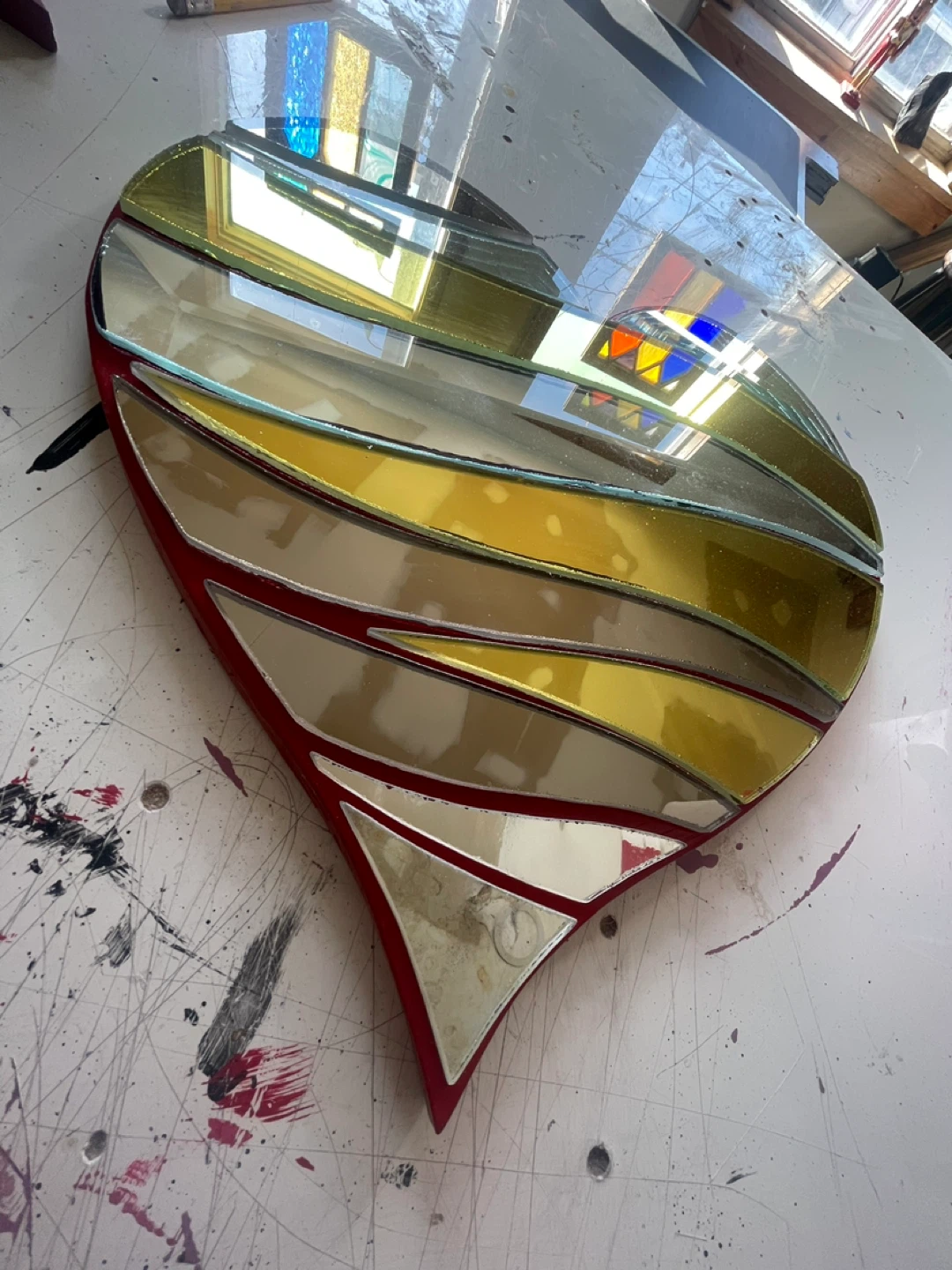 Heart-shaped Stained Glass & Mirror Wall Art - photo 2