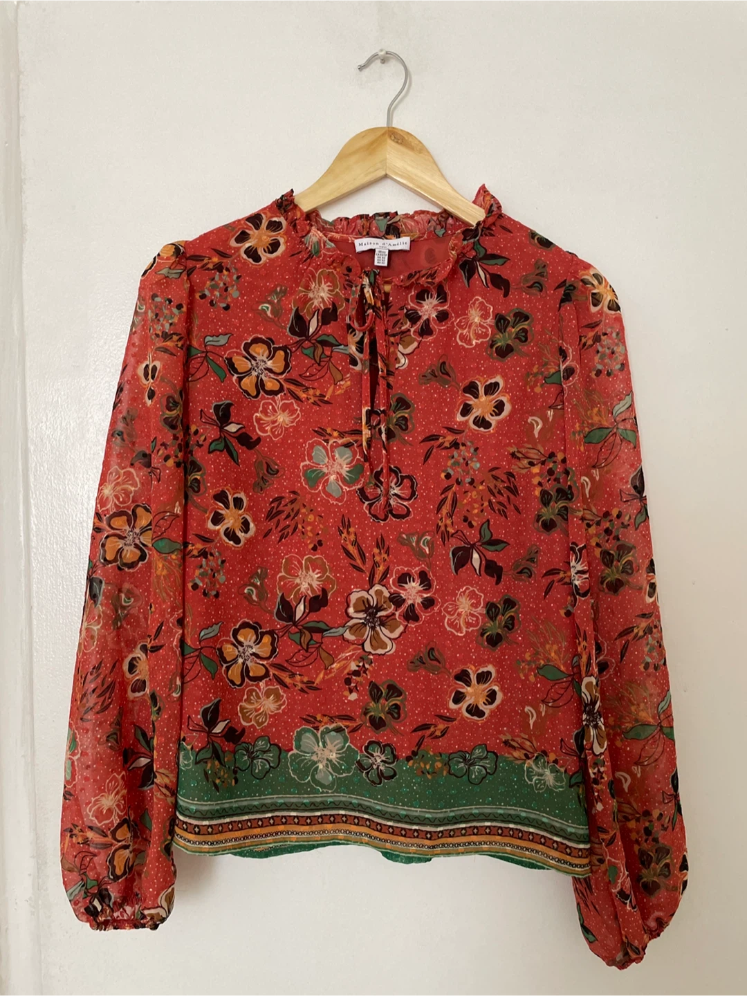 New Maison d'Amélie Floral Blouse - Orange - XS