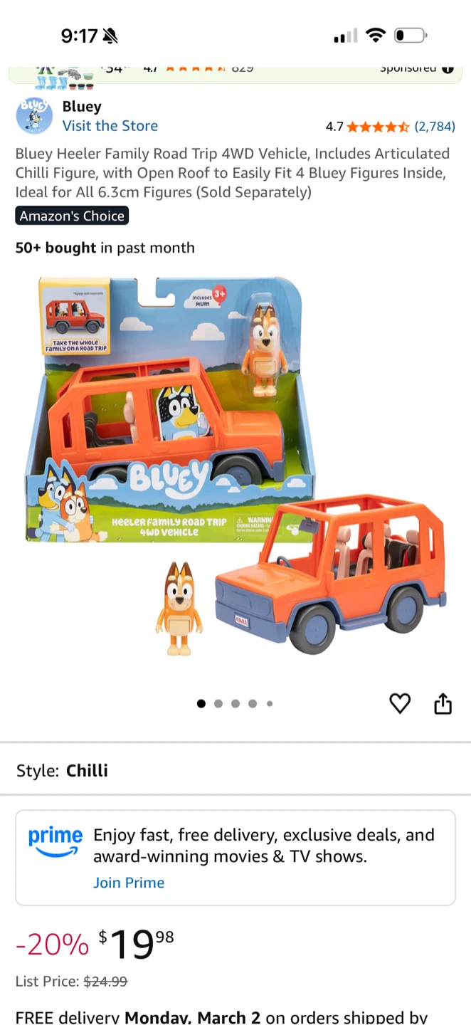 Bluey Heeler Family Road Trip 4WD Vehicle with Chilli Figure - photo 3
