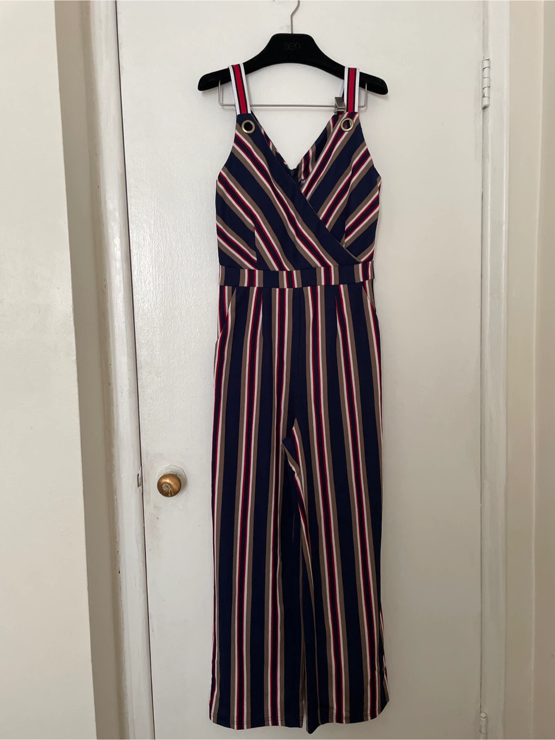Navy Blue Striped Jumpsuit