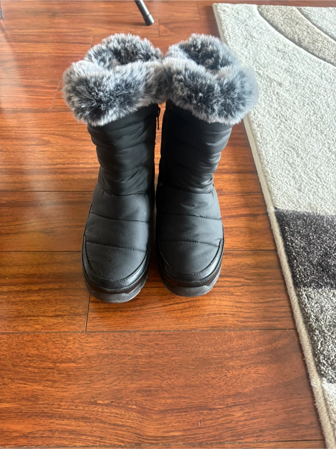 Black snow Puffer ladies Boots with Faux Fur Trim - photo 4
