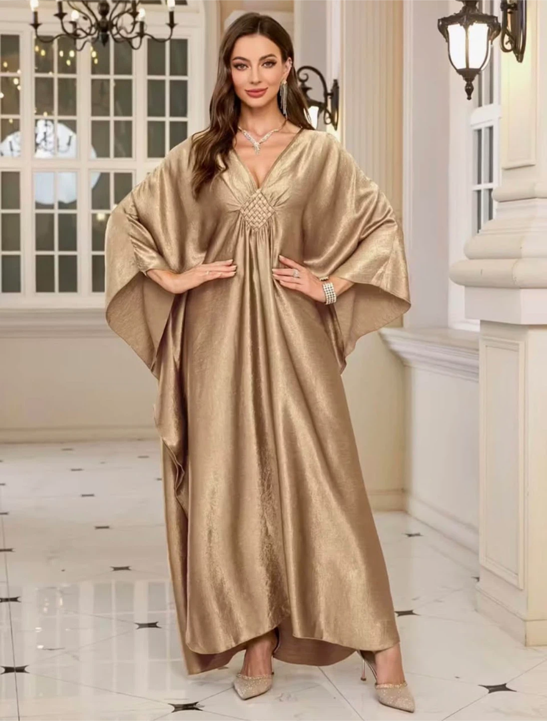Gold Metallic Kaftan Dress