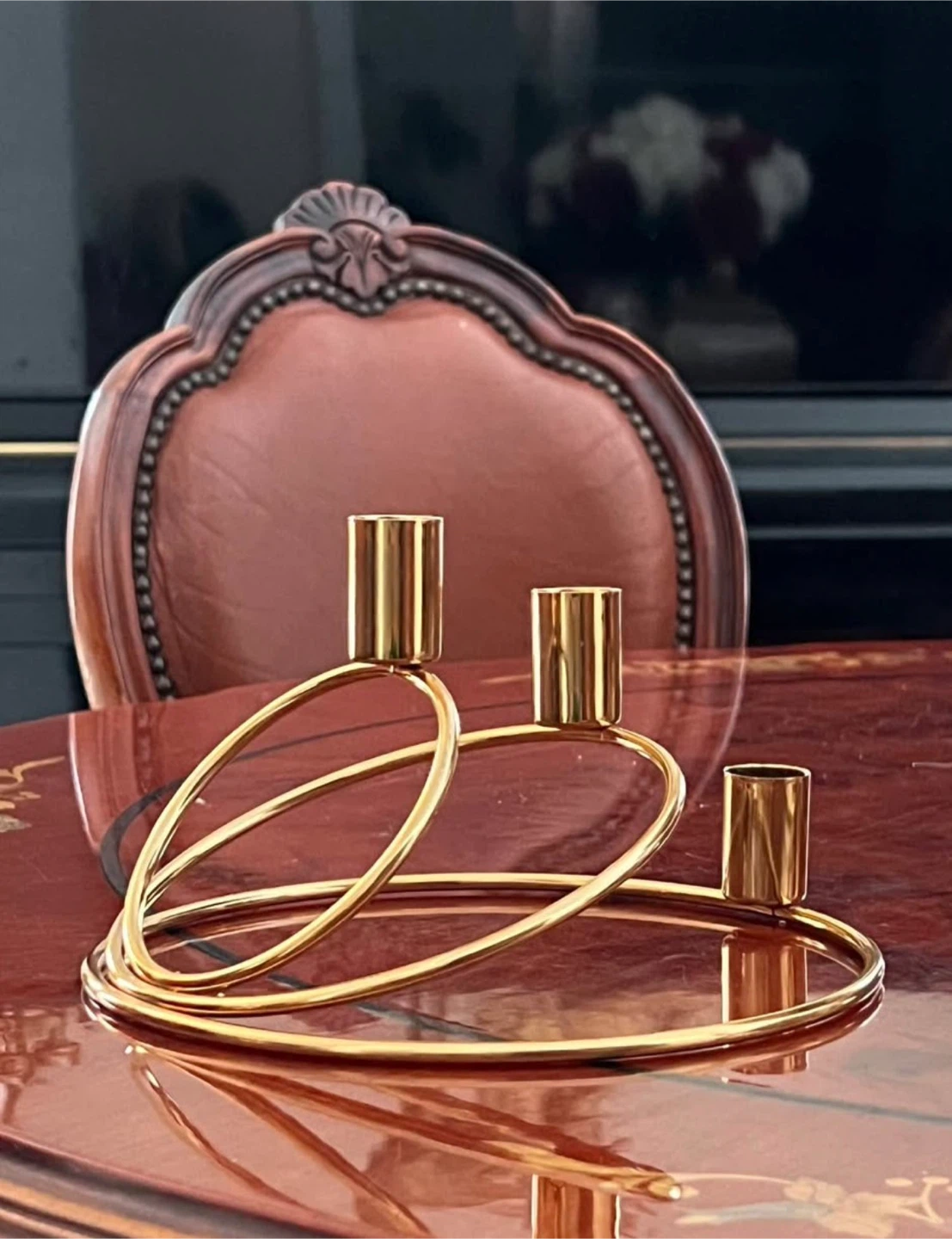 Gold Metal Candlestick Holders (Set of 2)