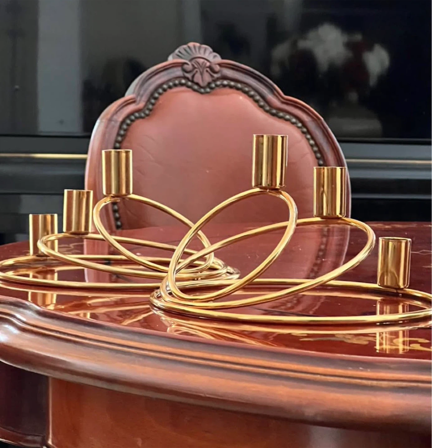 Gold Metal Candlestick Holders (Set of 2) - photo 2