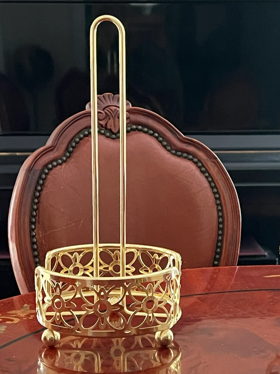 Gold Floral Napkin Holder