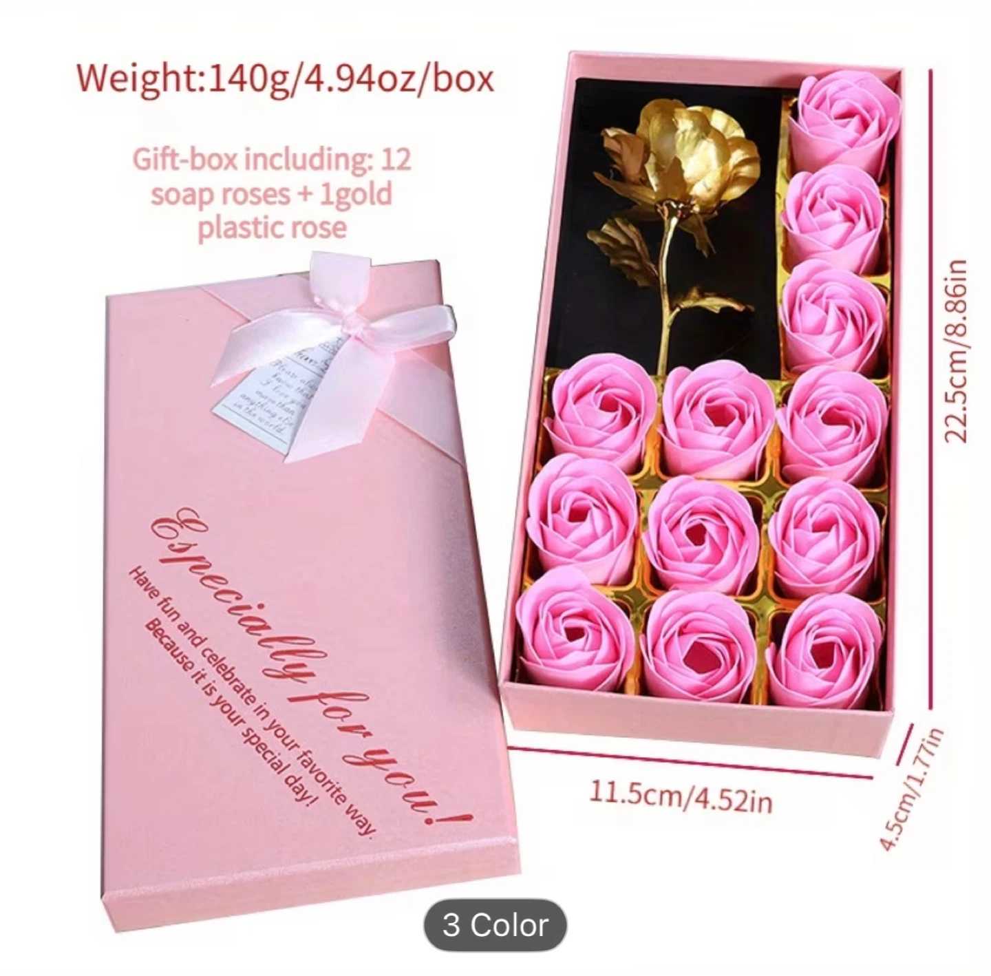 12 Soap Roses Gift Box with Gold Plastic Rose - photo 4