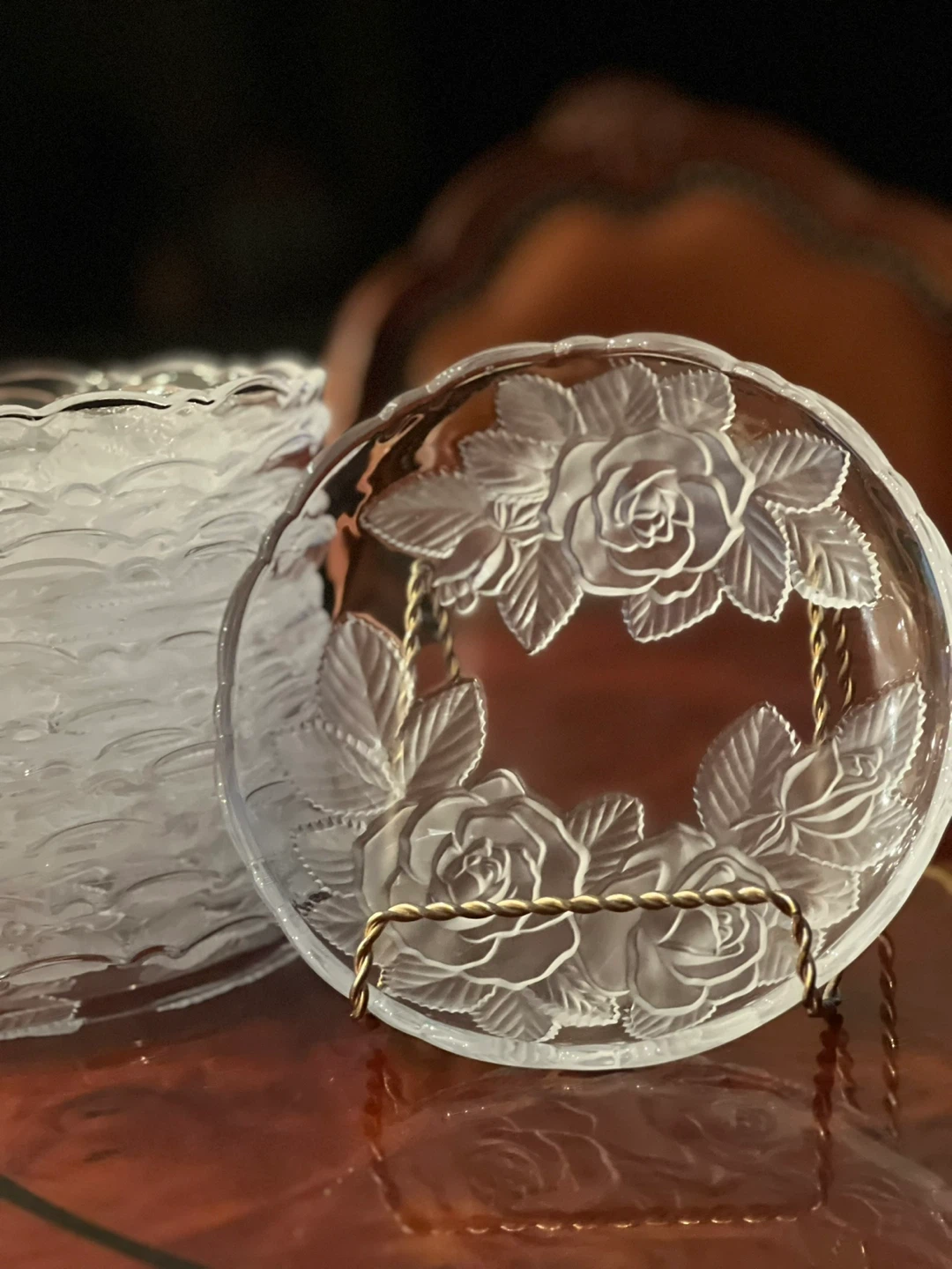 Set of 12 Frosted Glass Rose Coasters