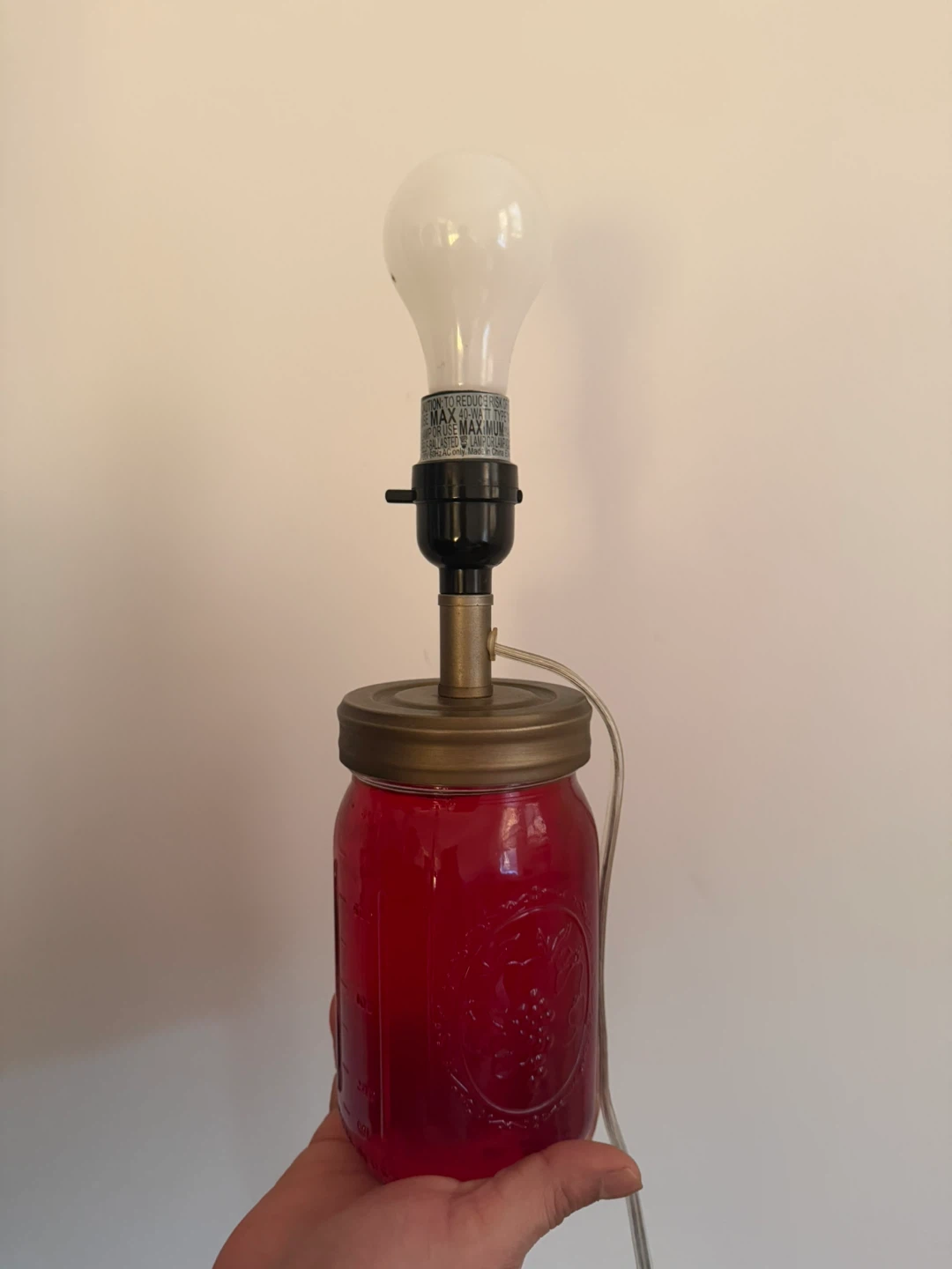 Red Mason Jar Lamp - photo 2