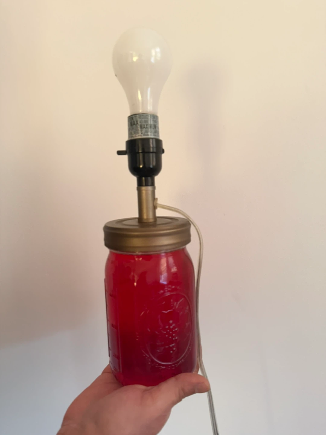 Red Mason Jar Lamp