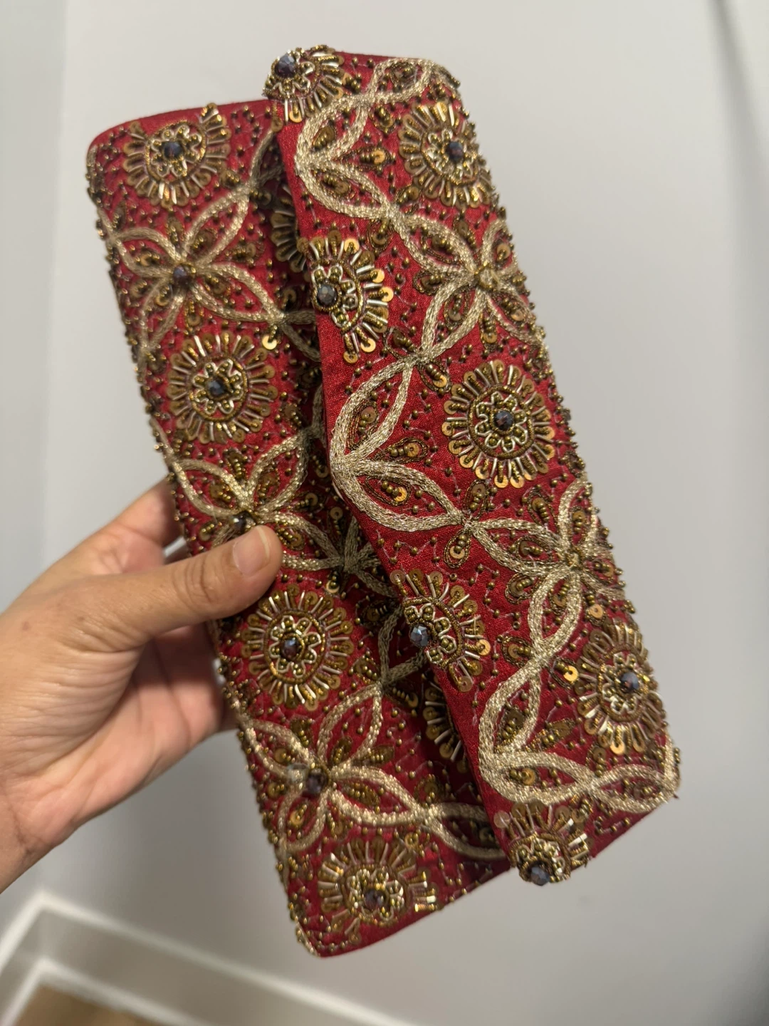 Embellished Red Clutch Bag