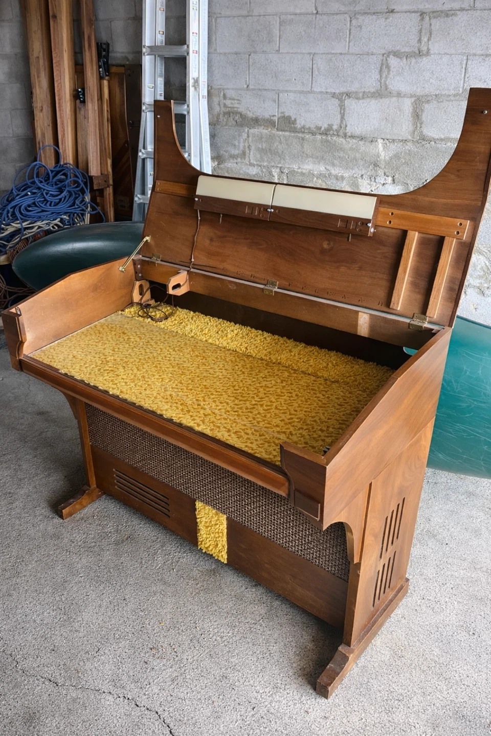 Vintage MCM Wooden Organ Table - photo 3