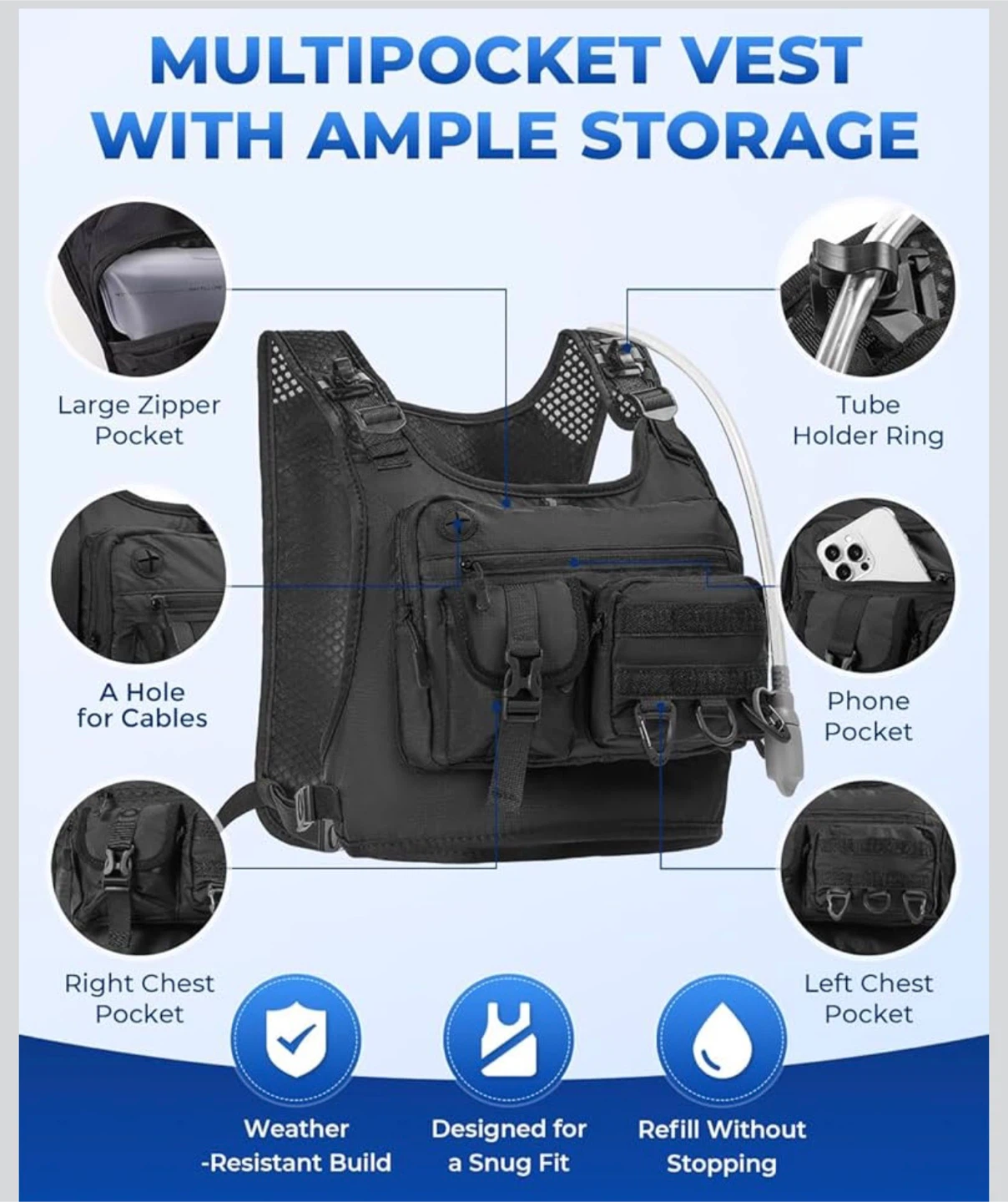 Hydration Backpack Vest with 2L Reservoir - photo 2