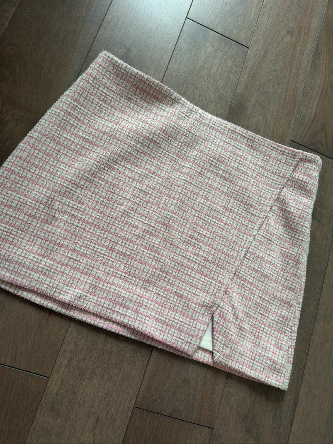 WAYF Tweed Mini Skirt - Pink/White - Size M - photo 2