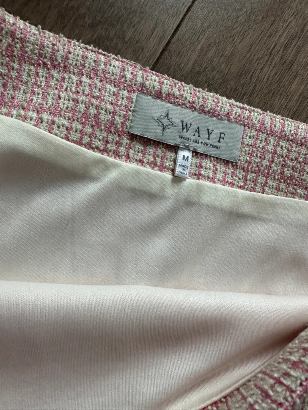 WAYF Tweed Mini Skirt - Pink/White - Size M - photo 3