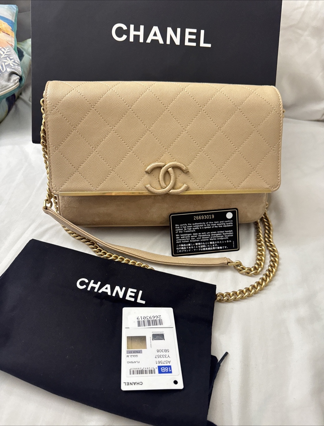 Chanel flap bag Beige Caviar Leather