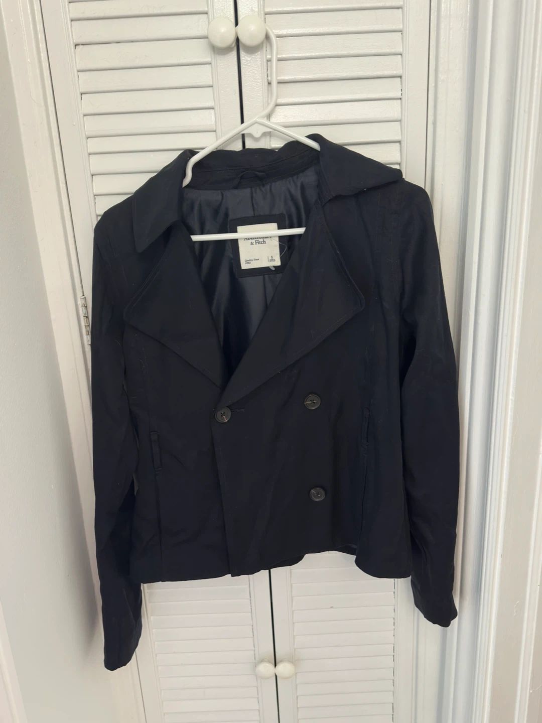 Abercrombie & Fitch Black Double-Breasted Jacket - Size S