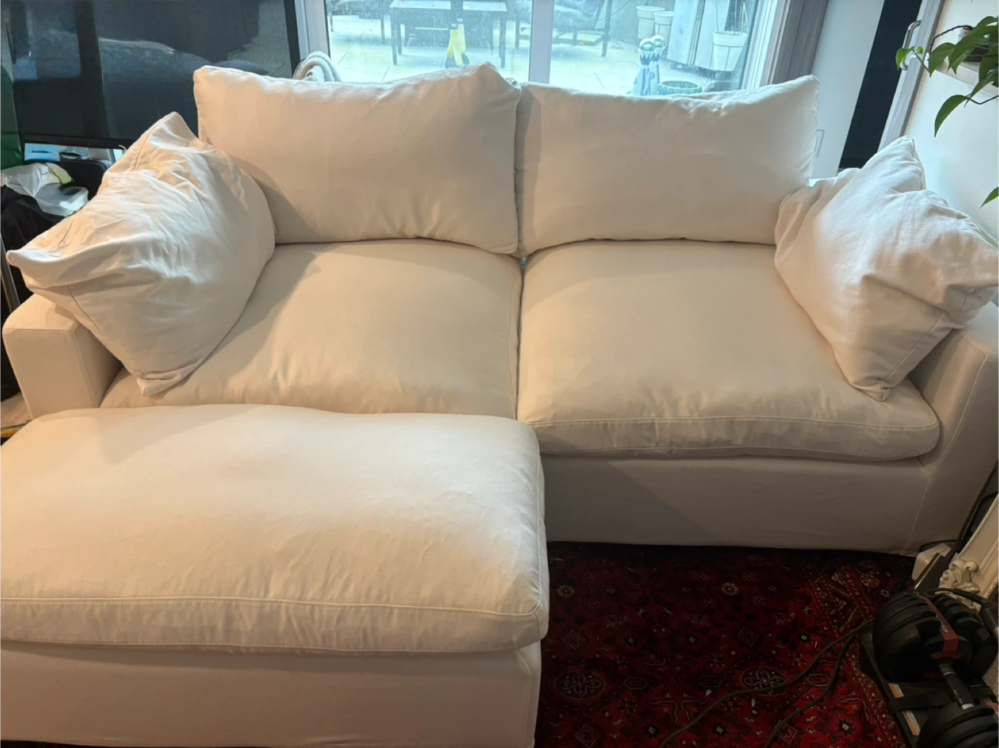 Upgraded Cloud Couch White Sectional Sofa with Ottoman – $1000