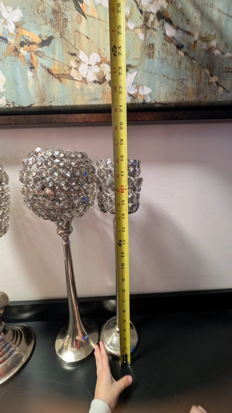 Set of 3 Crystal Bedazzled Candle Holders all for 35 - photo 2