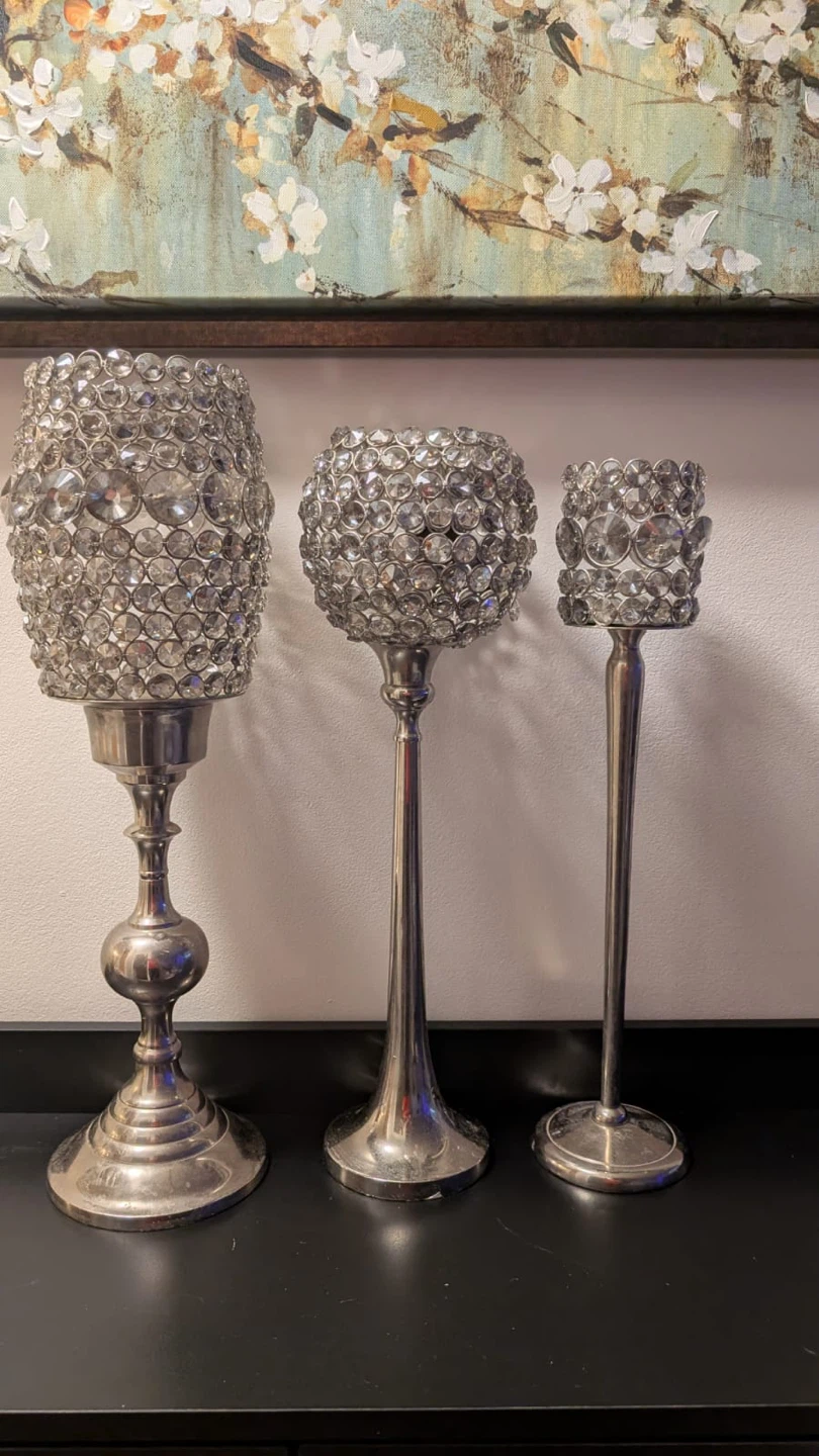 Set of 3 Crystal Bedazzled Candle Holders all for 35