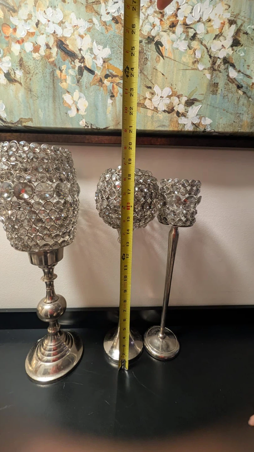 Set of 3 Crystal Bedazzled Candle Holders all for 35 - photo 4