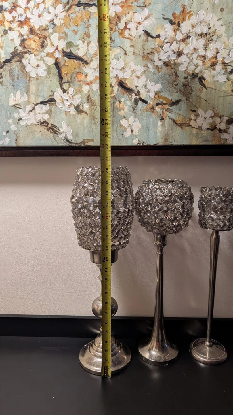 Set of 3 Crystal Bedazzled Candle Holders all for 35 - photo 3
