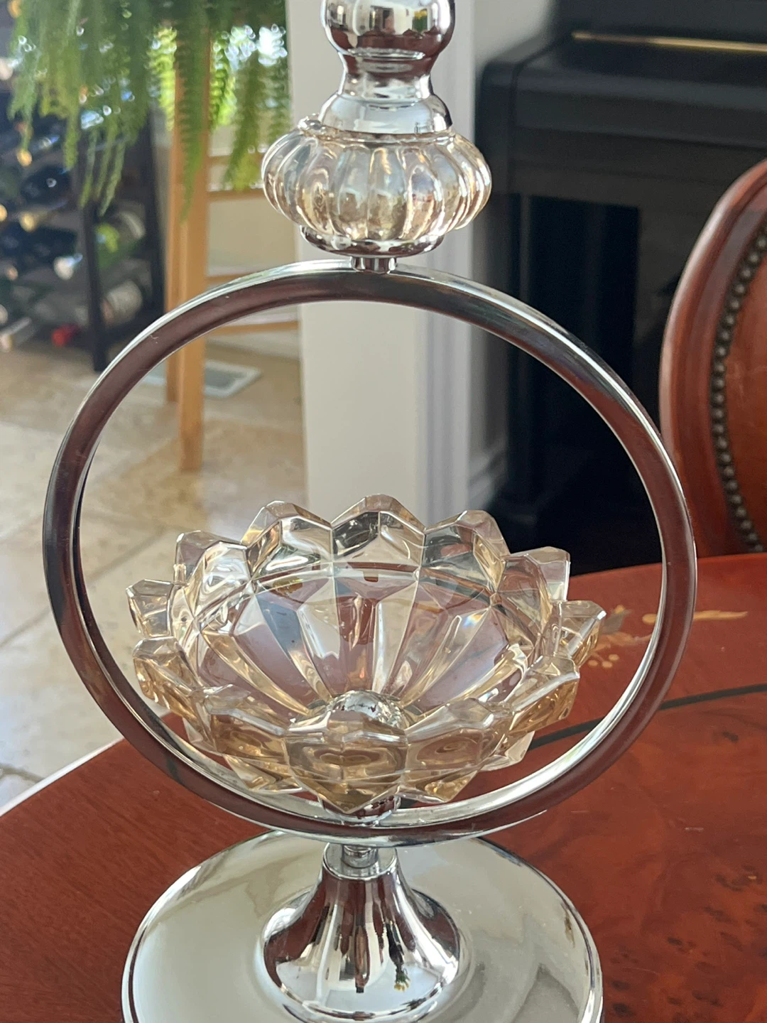Decorative Glass Candy Dish with Silver Tone Stand - photo 2
