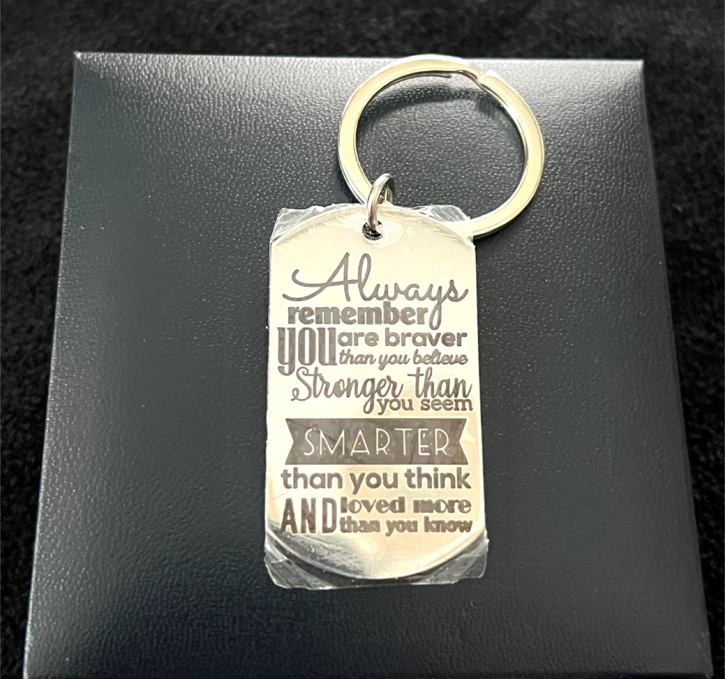 GRADUATION Inspirational Keychain Braver, Stronger, Smarter