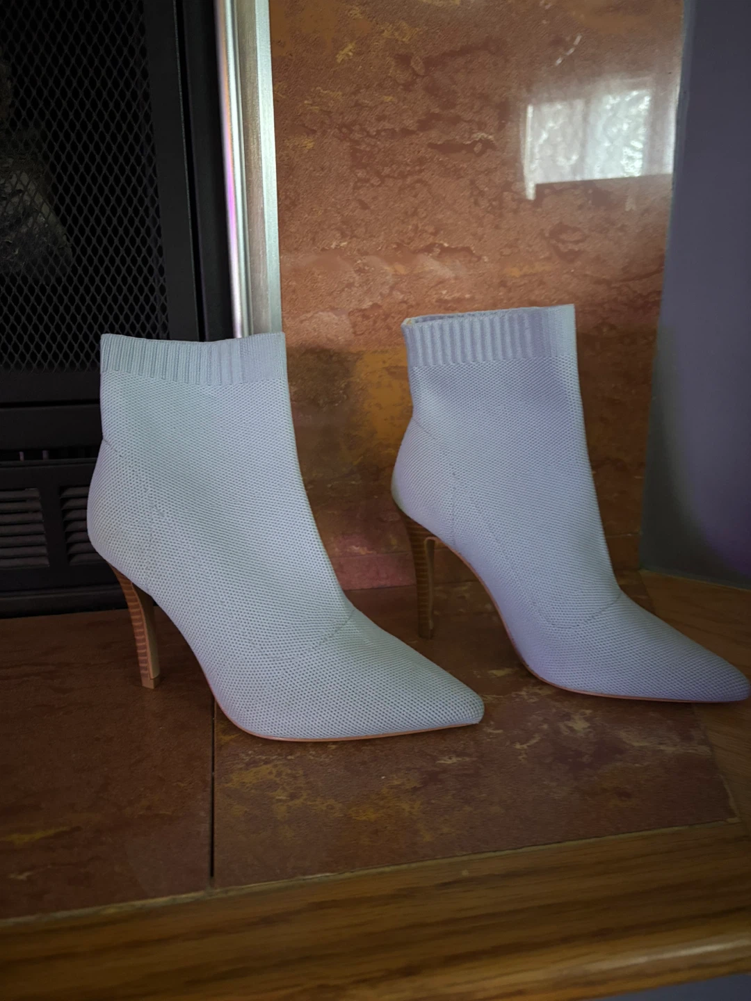 Light Blue Knit Sock Boots with Stiletto Heel