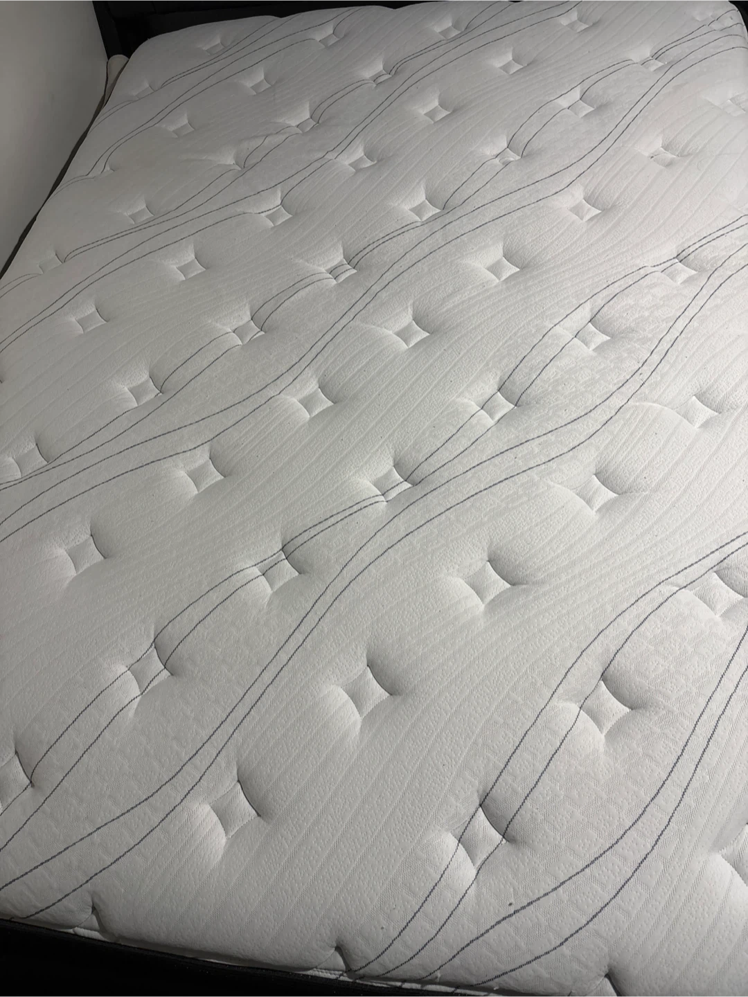 Black Faux Leather Queen Size Bed Frame with White Mattress - photo 4