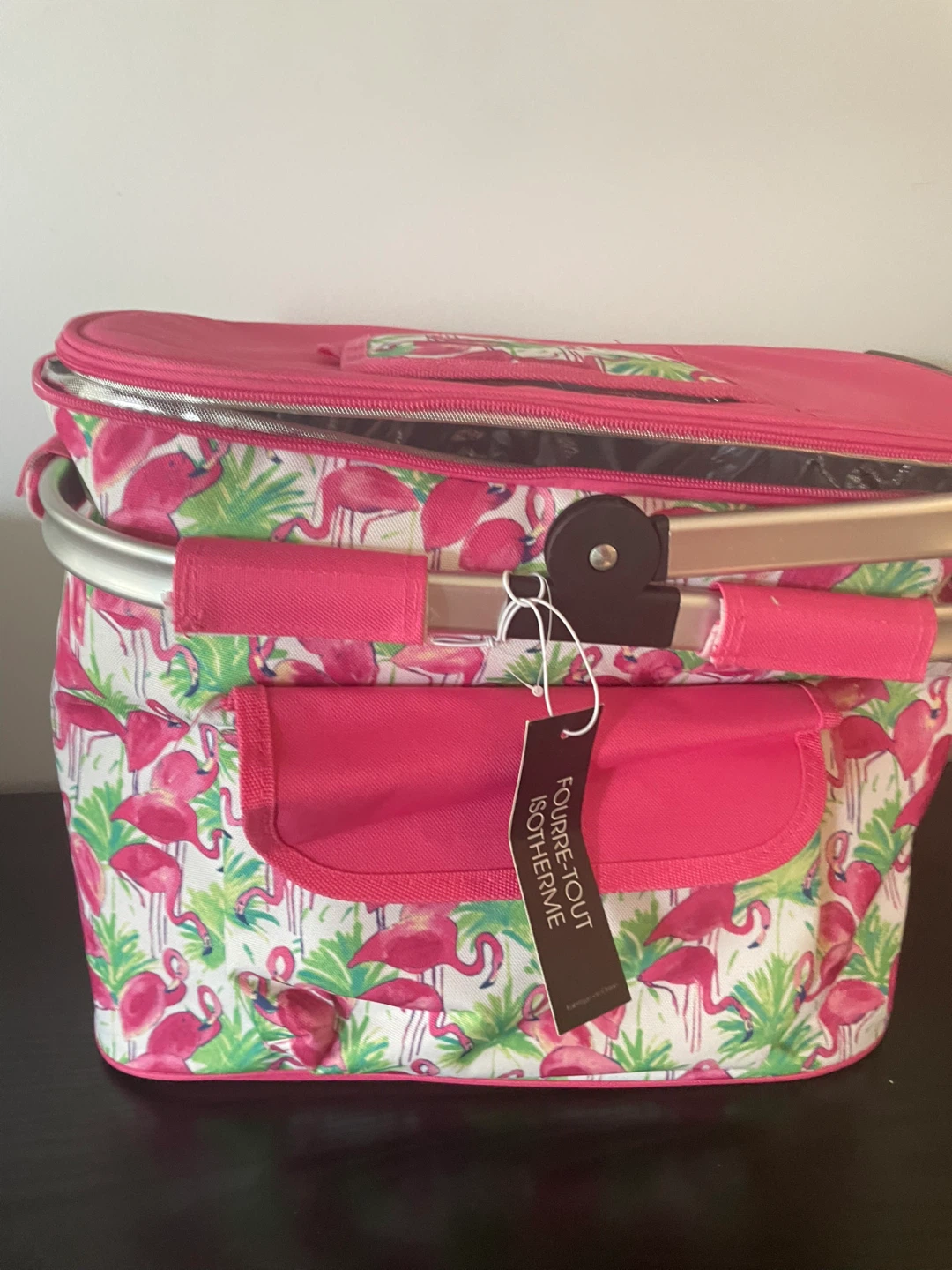 Flamingo Print Insulated Picnic Basket - photo 2