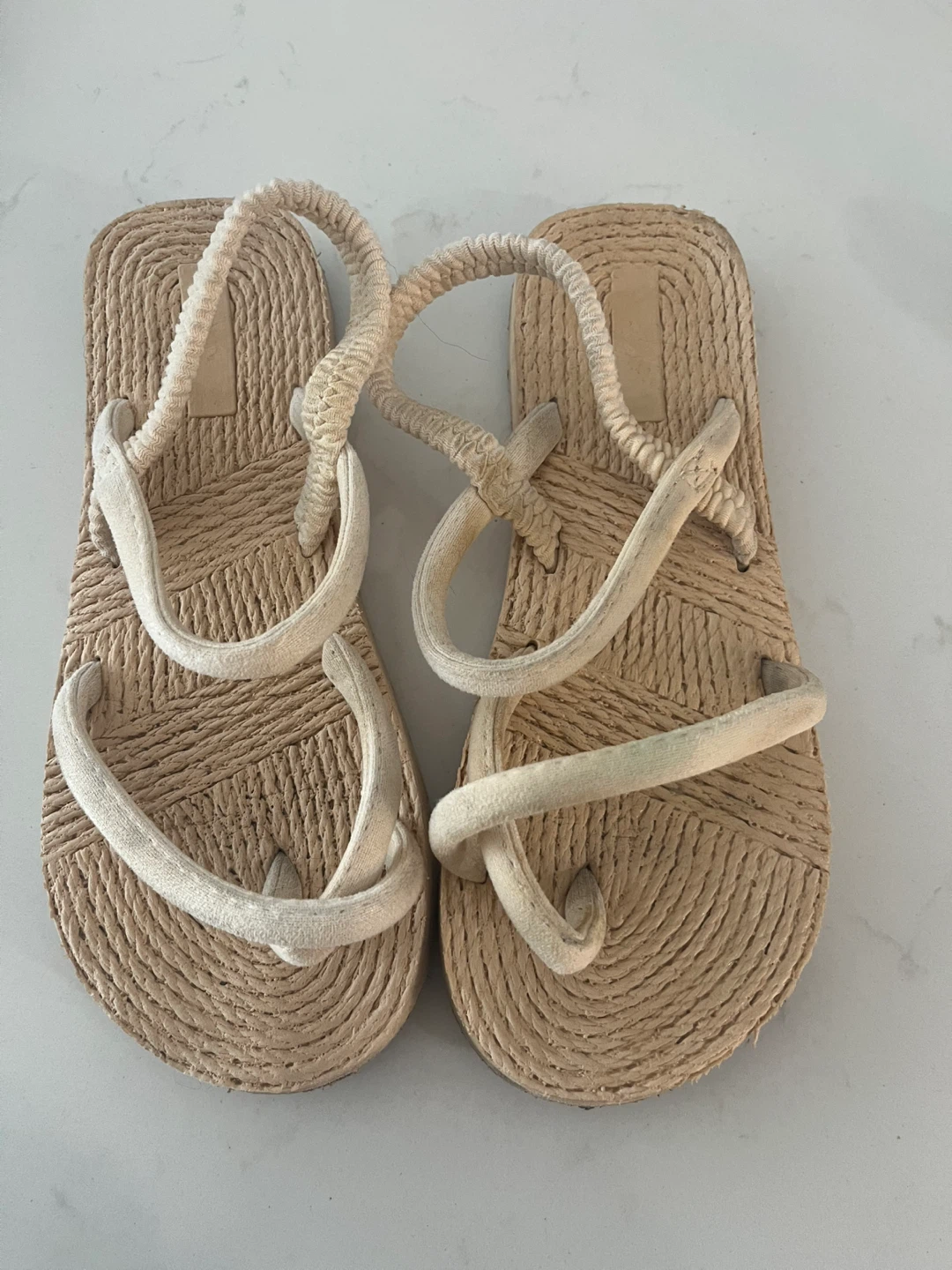 Beige Strappy Flat Sandals Sz 7 - photo 2