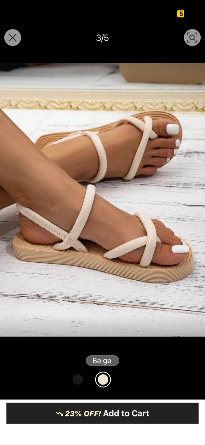 Beige Strappy Flat Sandals Sz 7